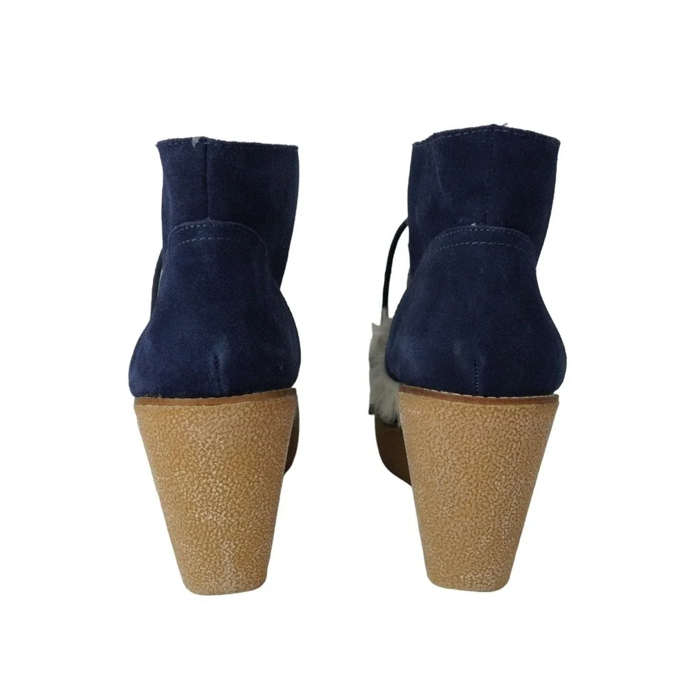 NWT Navy Gap Suede &‎ Shearling Gwen Ankle Boots Sz 9